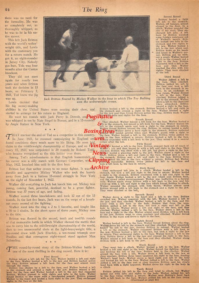 Boxing News Clipping #555 - Mickey Walker vs. Jack Britton