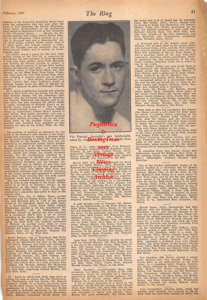 Boxing News Clipping #558 - Vic Patrick