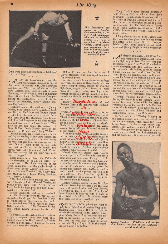 Boxing News Clipping #563 - Willie Pep, David Kui Kong Young, Jack Chase, Ezzard Charles, Phil Terranova