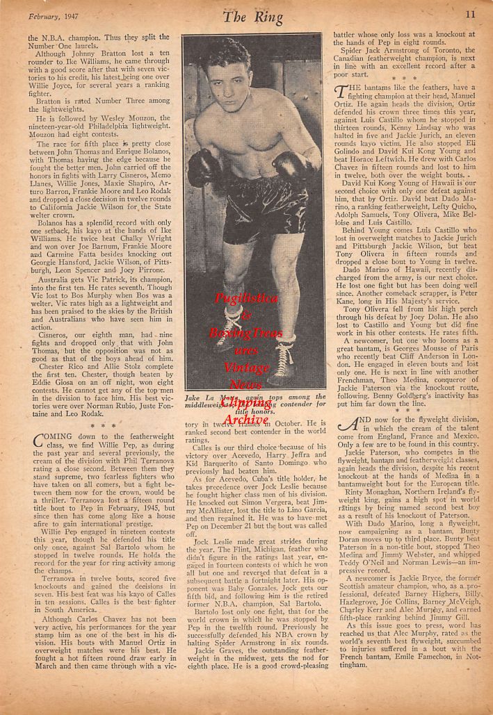 Boxing News Clipping #564 - Georgie Abrams, Jake LaMotta