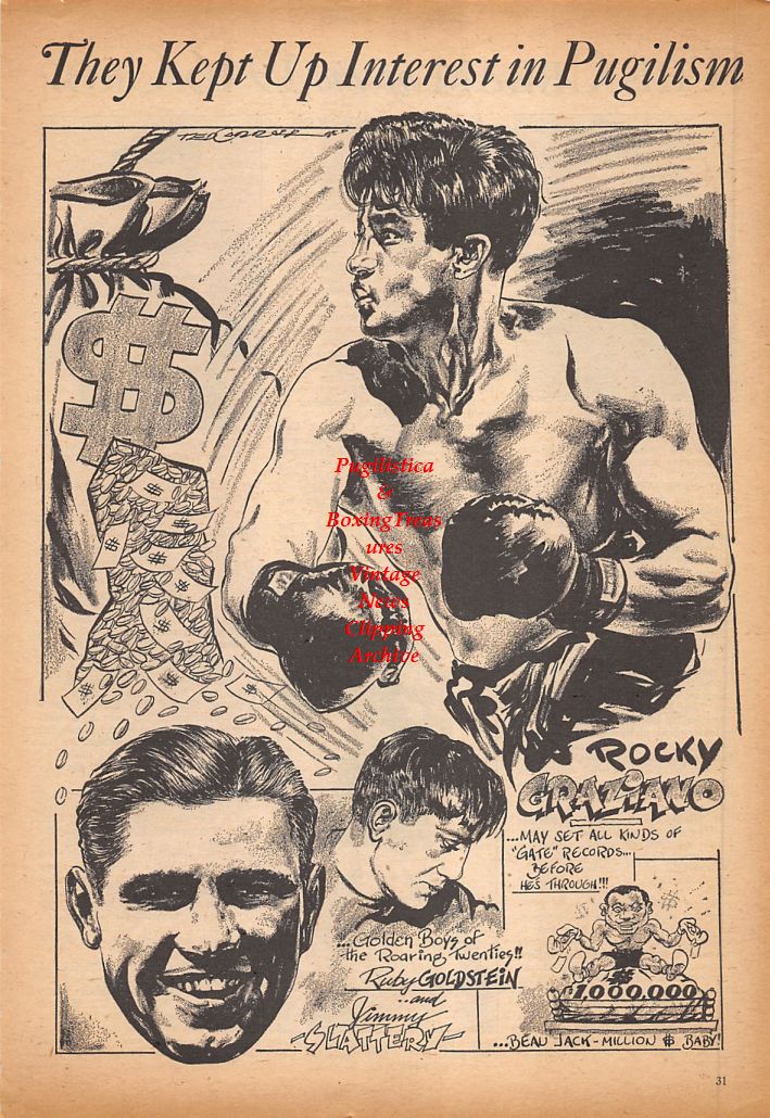 Boxing News Clipping #570 - Rocky Graziano, Ruby Goldstein, Jimmy Slattery, Pete Mead, Charley Chaney, Buster Tyler