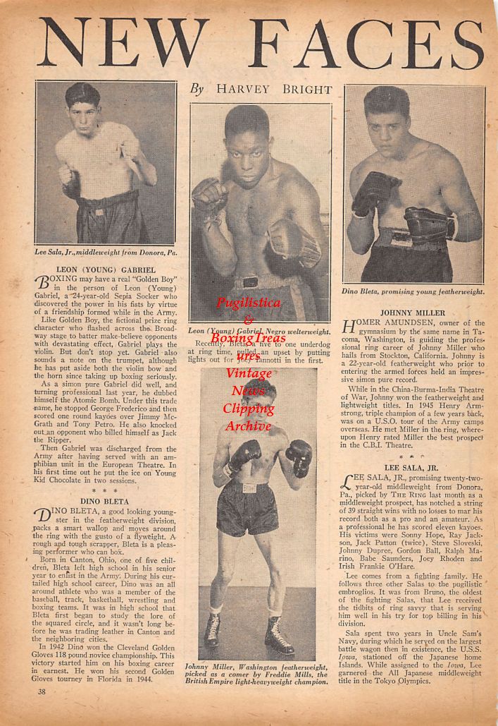 Boxing News Clipping #572 - Lee Sala Jr., Leon Gabriel, Dino Bleta, Johnny Miller