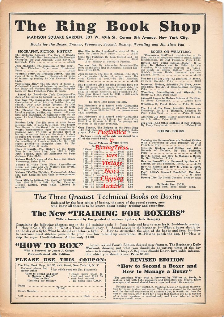 Boxing News Clipping #573 - Jack Dempsey, Benny Leonard, Henry Armstrong, Harry Greb, Gene Tunney, Joe Louis