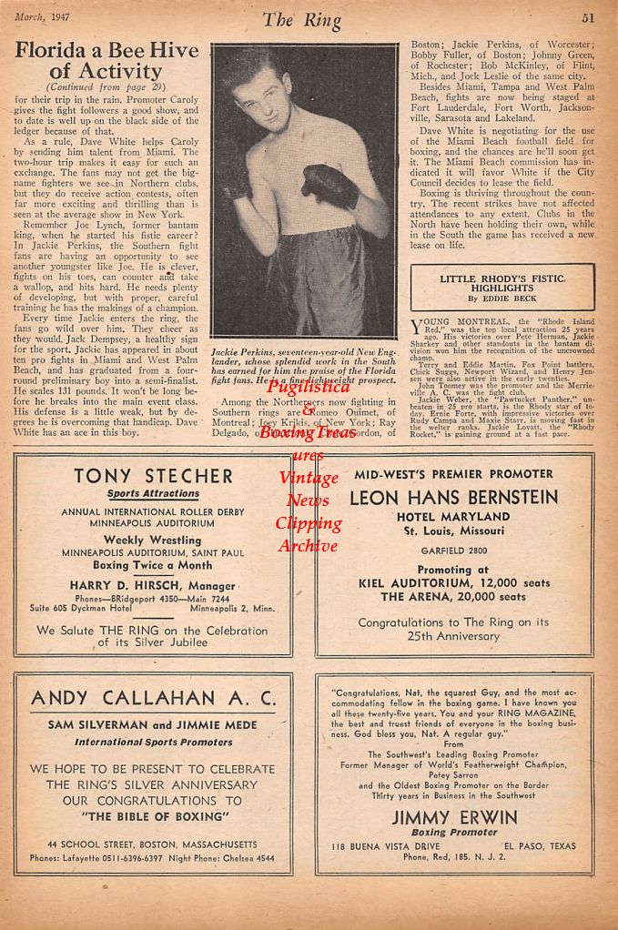 Boxing News Clipping #575 - Jackie Perkins