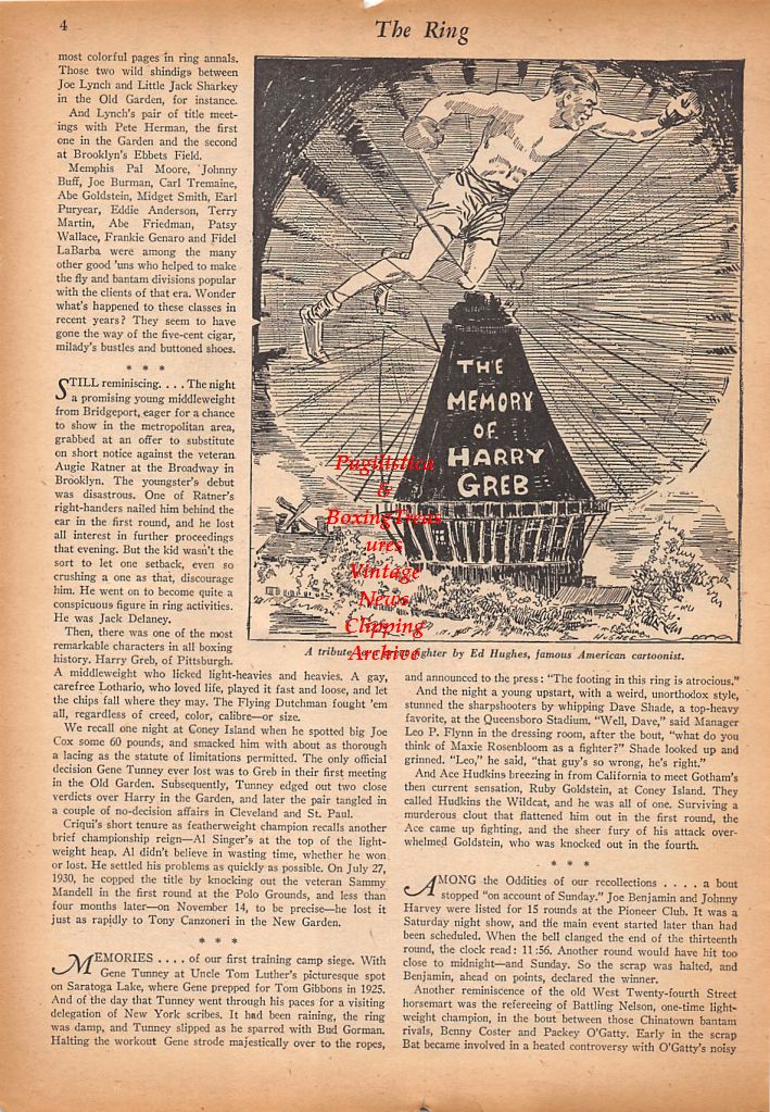 Boxing News Clipping #576 - Pancho Villa vs. Jimmy Wilde, Harry Greb