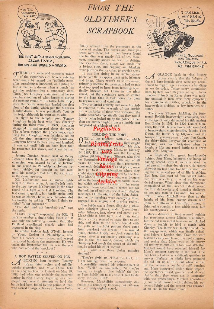 Boxing News Clipping #577 - Mike McTigue vs. Tommy Loughran