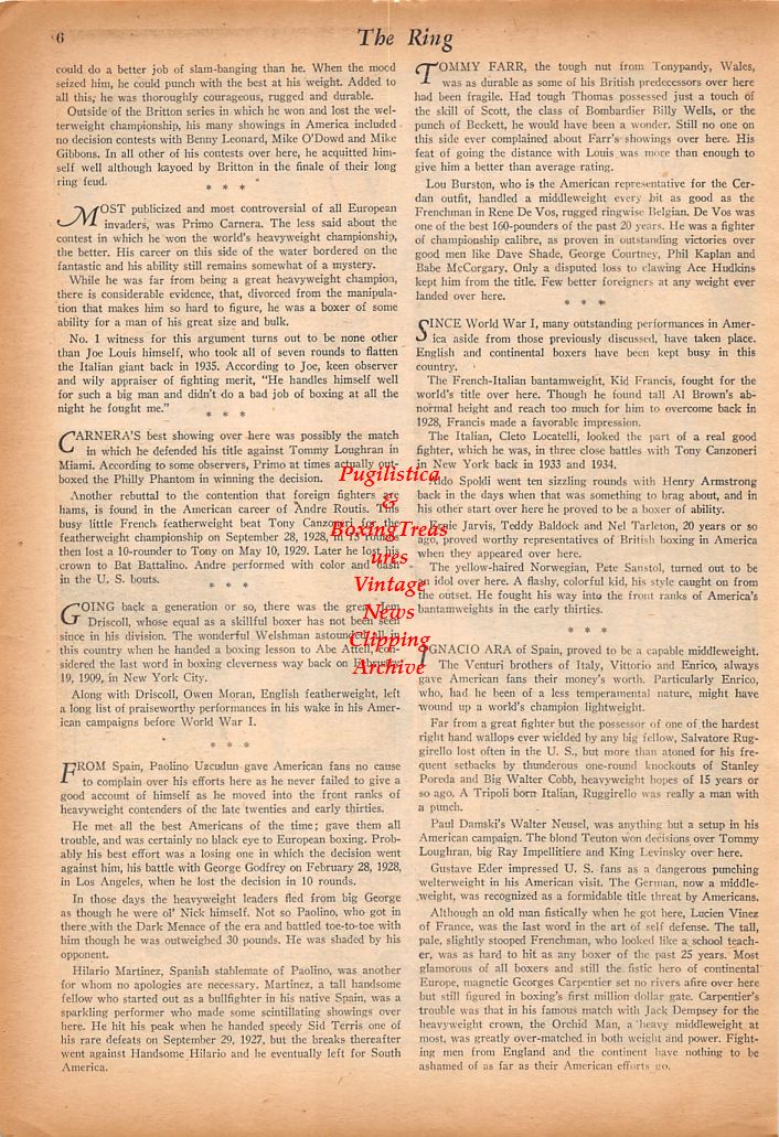 Boxing News Clipping #596 - Marcel Cerdan, Jack Kid Berg, Andre Routis
