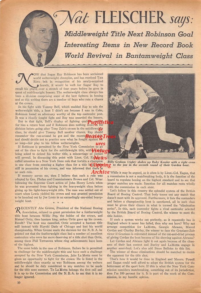 Boxing News Clipping #598 - Ben Schmidt, Al Phillips, Billy Graham vs. Ruby Kessler