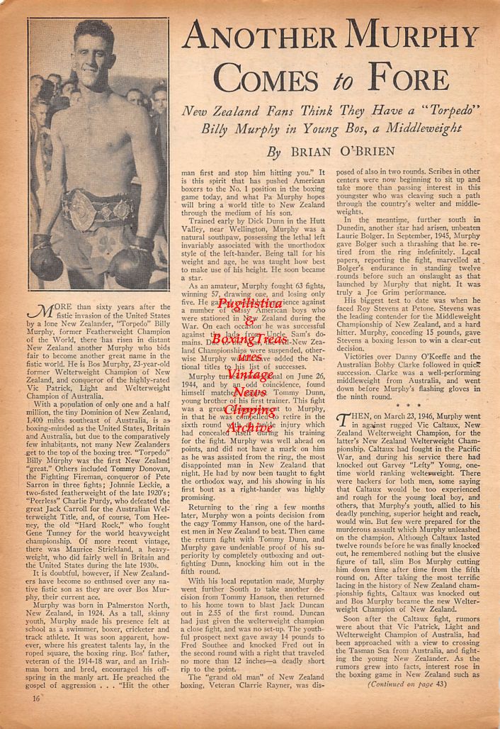 Boxing News Clipping #601 - Bos Murphy, George K.O. Chaney