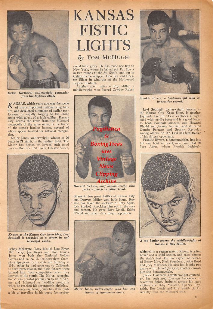 Boxing News Clipping #602 - Jackie Darthard, Frankie Rivera, Howard Jackson, Levi Southall, Major Jones, Roy Miller, Ring Magazine Office