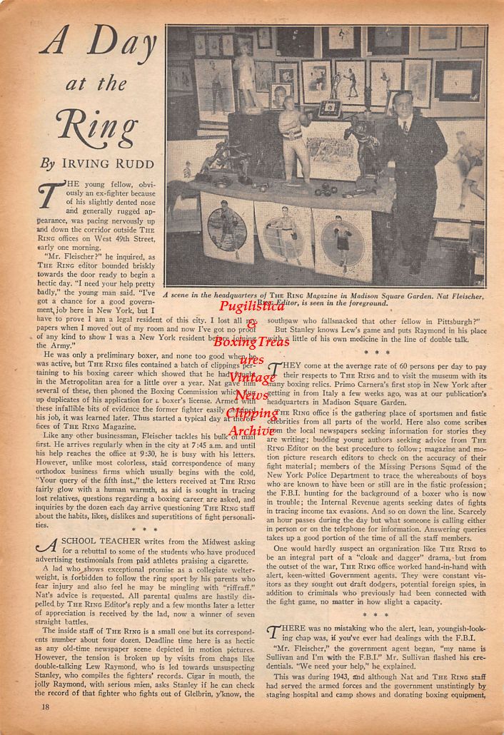 Boxing News Clipping #602 - Jackie Darthard, Frankie Rivera, Howard Jackson, Levi Southall, Major Jones, Roy Miller, Ring Magazine Office