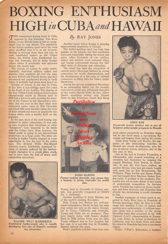 Boxing News Clipping #605 - Dado Marino, Andy Kim, Walter Pua Kahookele