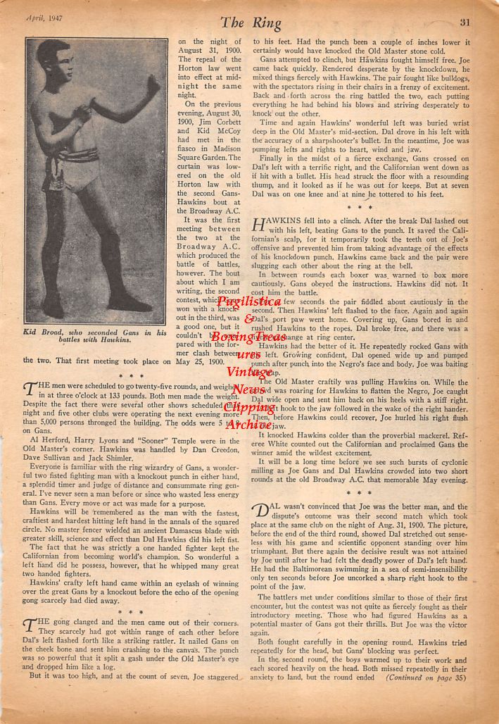 Boxing News Clipping #607 - Fernando Gagnon, Johnny Greco, Jackie Turner, Romeo Ouimet, Kid Broad