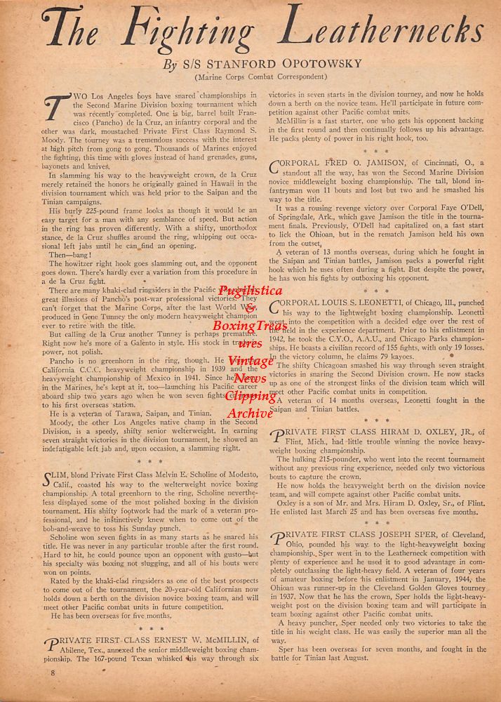 Boxing News Clipping #610 - Rocky Graziano vs. Billy Arnold