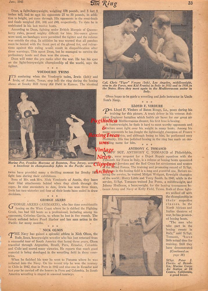Boxing News Clipping #617 - Chris Verges vs. Kid Frattini, Frankie Marrone, Peter Florito