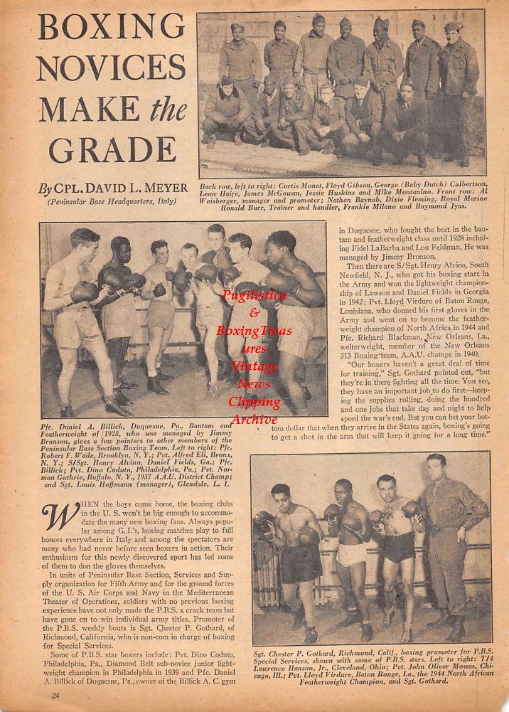 Boxing News Clipping #619 - Curtis Monet, Floyd Gibson, Dutch Culbertson, Leon Haire, James McGowan, Jessie Huskins, Mike Montanino, Al Weisberger, Nathan Baynab, Dixie Fleming, Ronald Burr, Frankie Milano, Raymond Jyas, Daniel A. Billick, Robert Wade ++