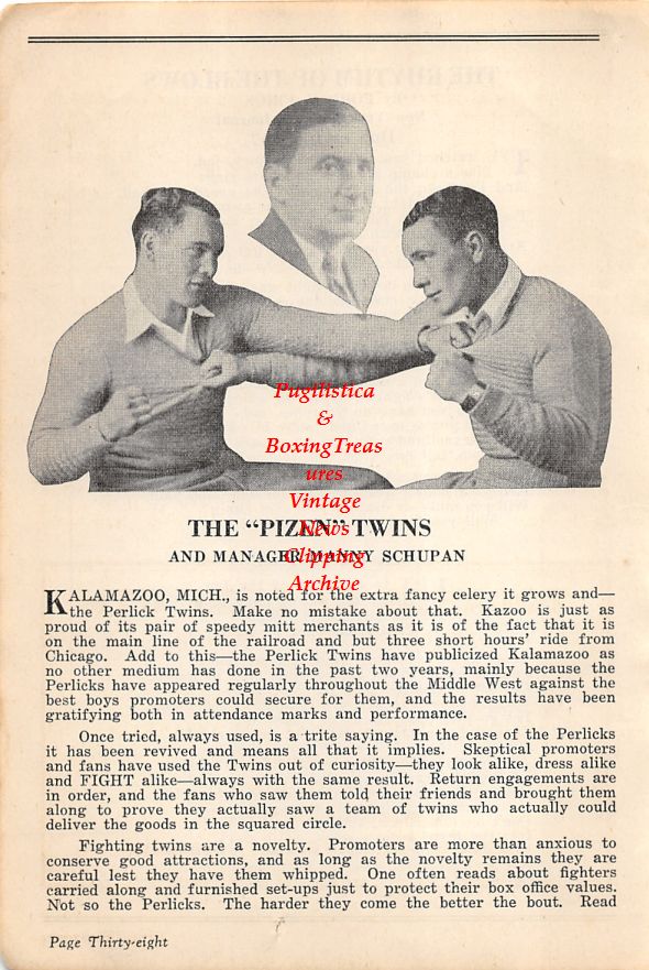 Boxing News Clipping #62 - Henry Perlick, Harry Perlick, Manny Schupan