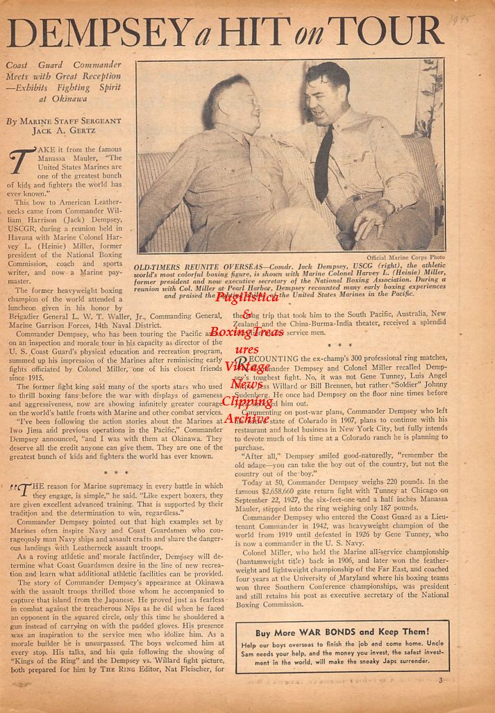Boxing News Clipping #621 - Jack Dempsey, Harvey L. Miller