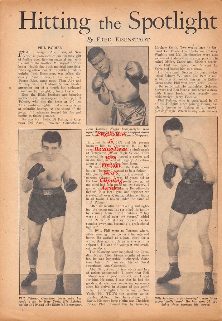 Boxing News Clipping #625 - Phil Palmer, Perk Daniels, Billy Graham, Ralph Walton, Jerry Berthiaume, Frank Sweeney