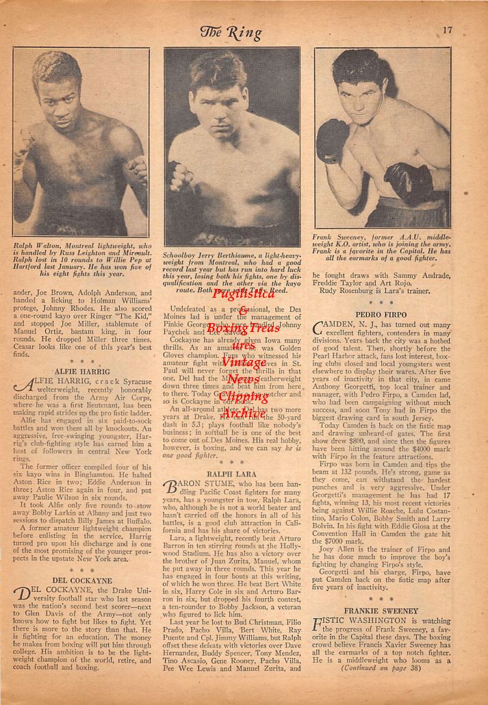 Boxing News Clipping #625 - Phil Palmer, Perk Daniels, Billy Graham, Ralph Walton, Jerry Berthiaume, Frank Sweeney
