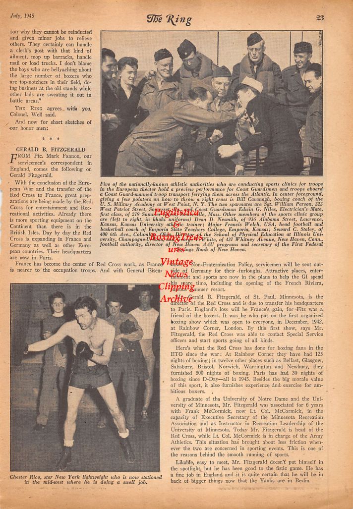 Boxing News Clipping #627 - Walter and Vince Cartier, Anthony DiNatale, Joseph A. Palladino, Chester Rico, Bill Cavanagh and others