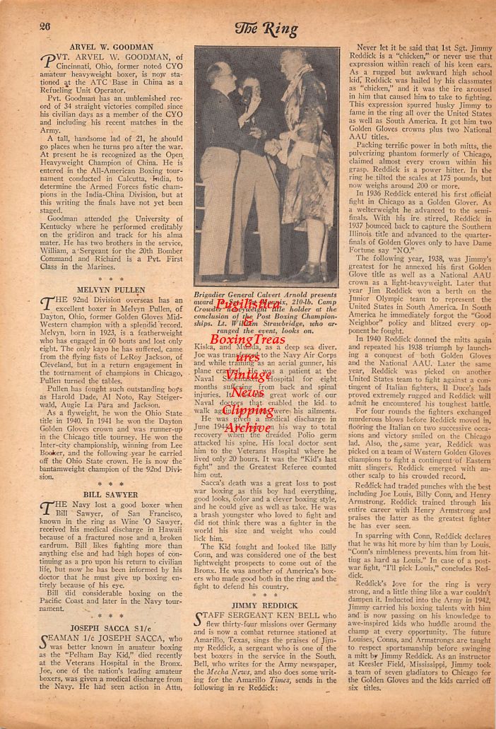 Boxing News Clipping #628 - Milt Varsos, Arvil Goodman, Melvyn Pullen, Joseph Sacca, Johnny Nemis, Bill Sawyer, Pat Mannix