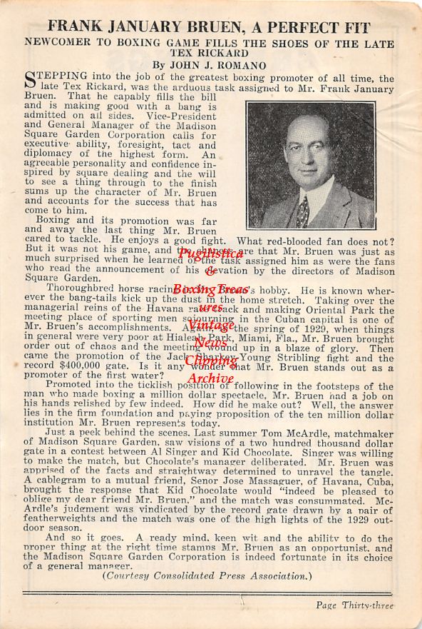 Boxing News Clipping #64 - Frank January Bruen, Jack Dempsey