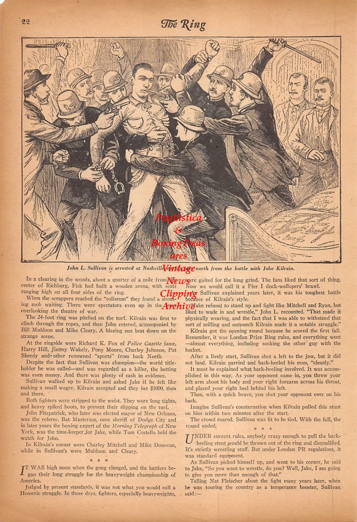Boxing News Clipping #630 - John L. Sullivan, Jake Kilrain