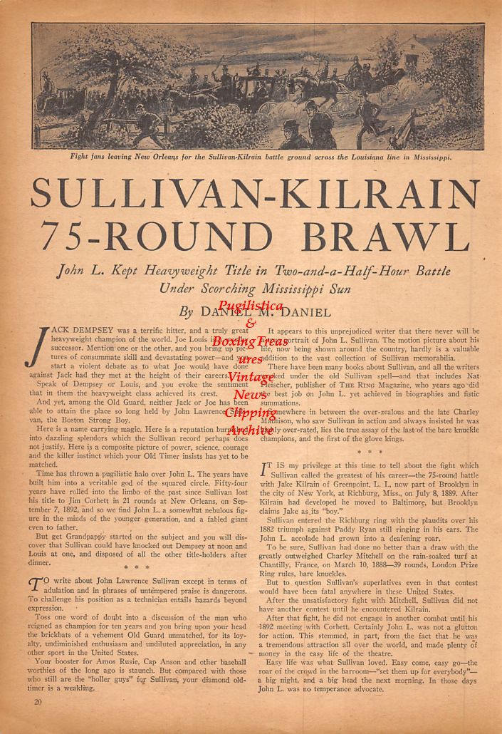 Boxing News Clipping #631 - John L. Sullivan vs. Jake Kilrain