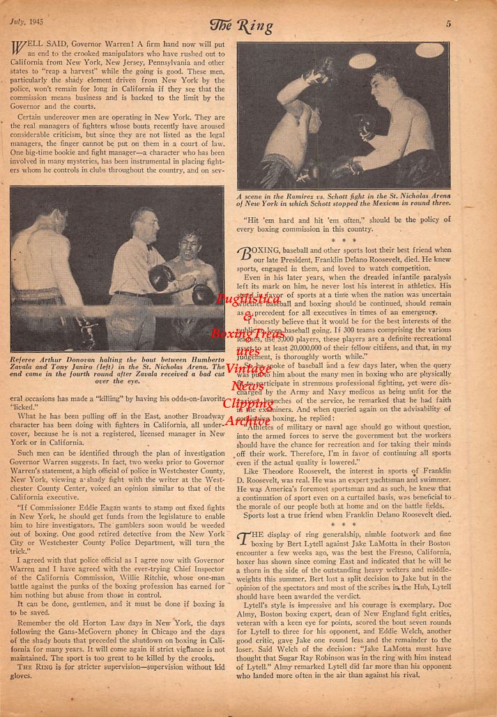 Boxing News Clipping #636 - Humberto Zavala vs. Tony Janiro, Freddie Schott vs. Roberto Ramirez