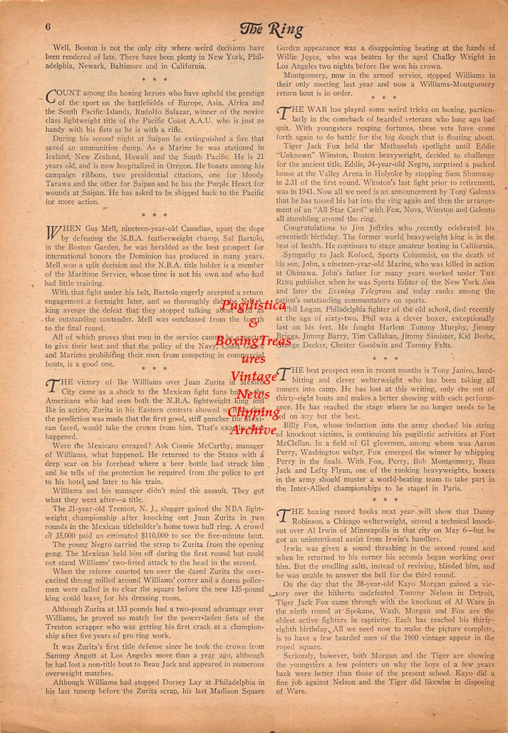 Boxing News Clipping #636 - Humberto Zavala vs. Tony Janiro, Freddie Schott vs. Roberto Ramirez