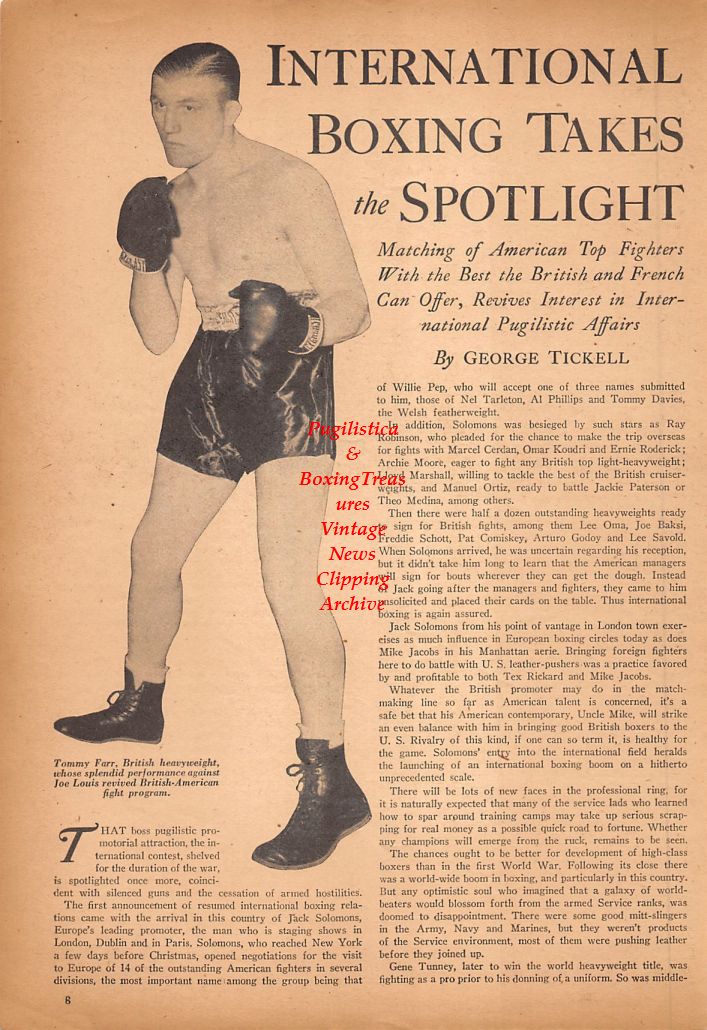 Boxing News Clipping #638 - Tommy Farr, Canada Lee