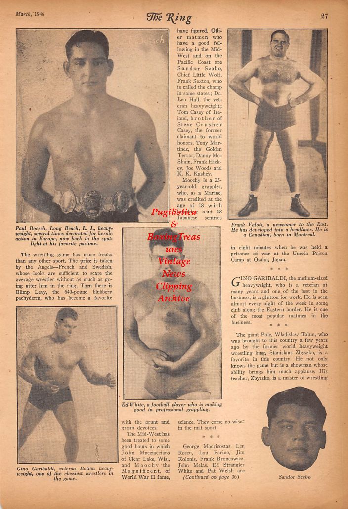Boxing News Clipping #642 - Baby Gonzalez, Pedro Ortega, Paul Boesch, Ed White, Gino Garibaldi, Sandor Szabo, Frank Valois