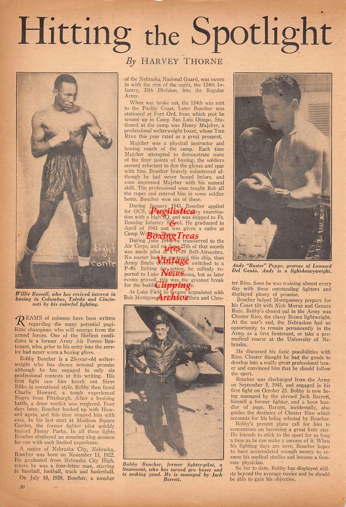 Boxing News Clipping #643 - Mario Ramon, Lalo Gallardo, Baby Yucatan, Chucho Llanes, Benjamin Prado, Pedro Ramirez, Ernesto Aguilar, Tony Mar, Kid Azteca, Willie Russell, Bobby Boucher, Andy Peppe
