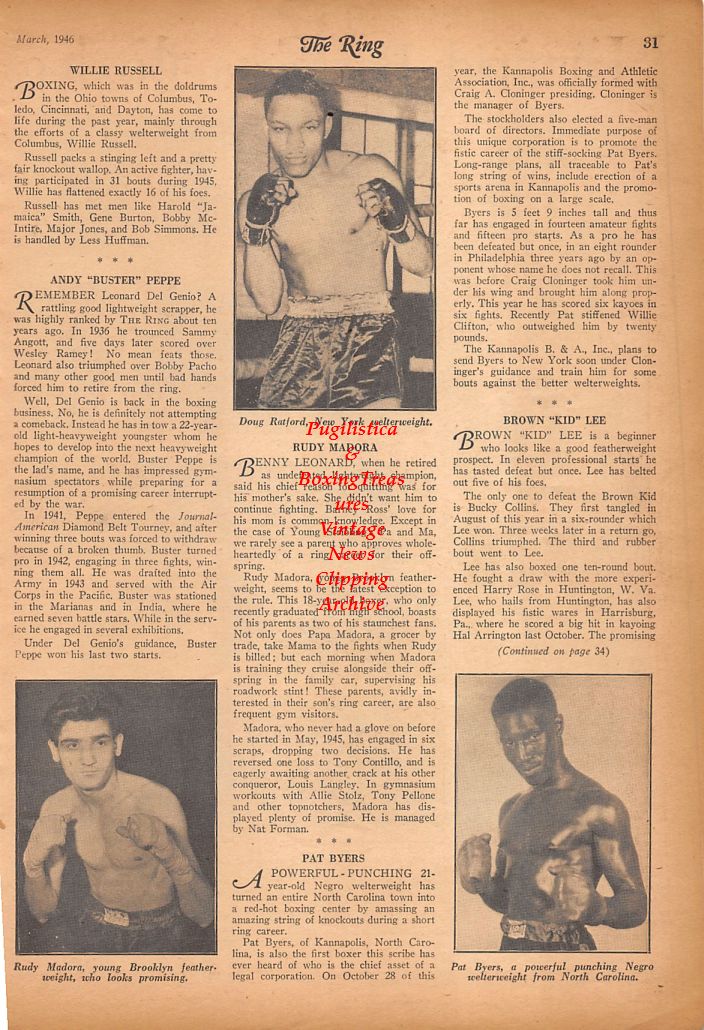 Boxing News Clipping #644 - Doug Ratford, Rudy Madora, Pat Byers, Boxing at Schofield Barracks