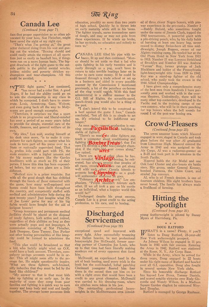 Boxing News Clipping #645 - Beau Jack vs. Willie Joyce and Morris Reif,