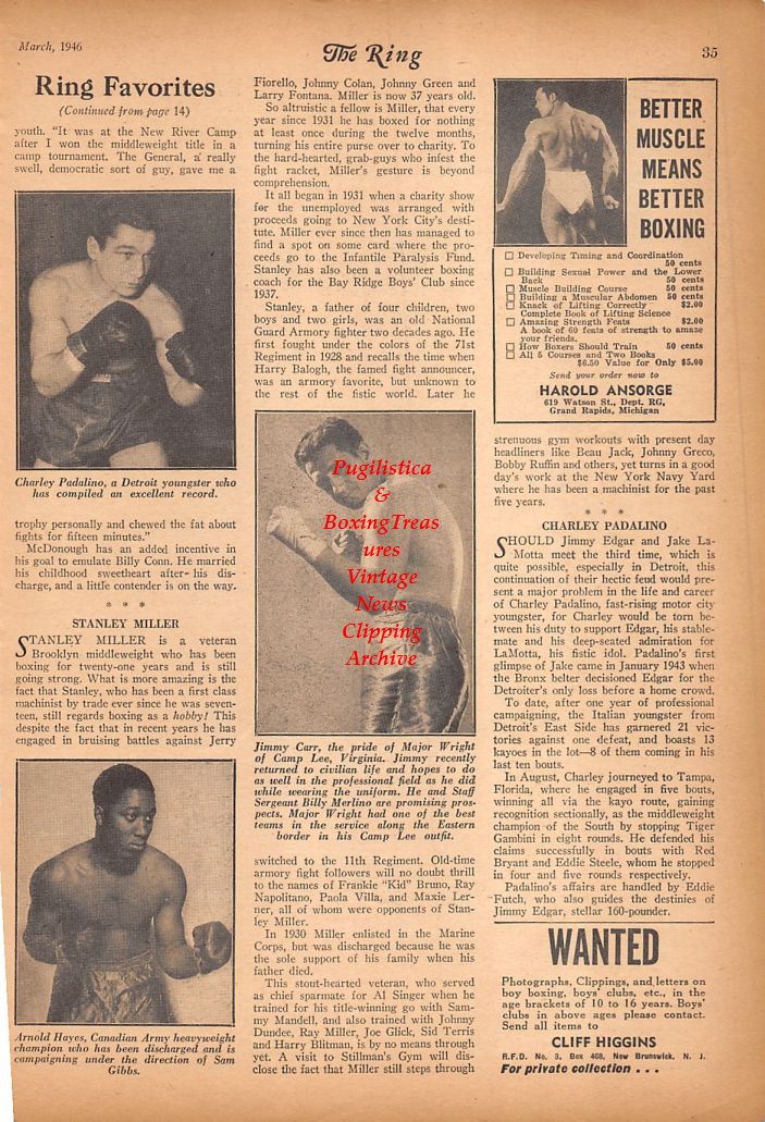 Boxing News Clipping #646 - Charley Padalino, Arnold Hayes, Jimmy Carr