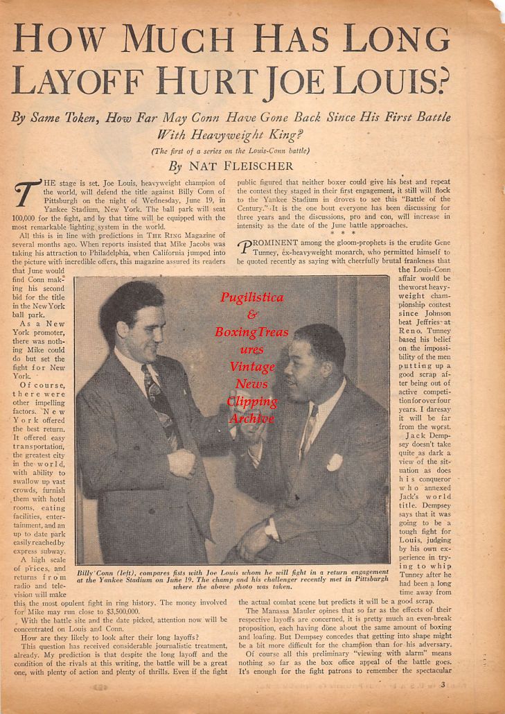 Boxing News Clipping #649 - Joe Louis, Billy Conn, Max Baer, Jack Dempsey