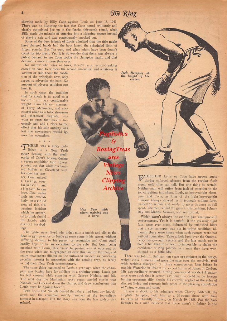 Boxing News Clipping #649 - Joe Louis, Billy Conn, Max Baer, Jack Dempsey