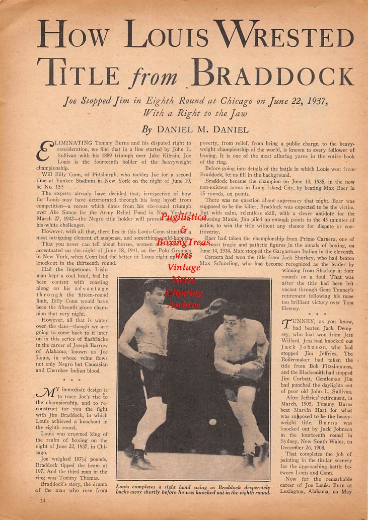 Boxing News Clipping #653 - Joe Louis vs. James Braddock, Marty Servo