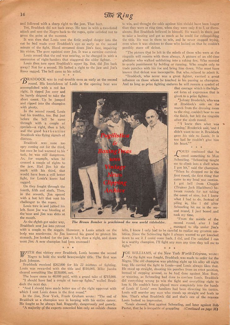 Boxing News Clipping #654 - Joe Louis vs. James Braddock
