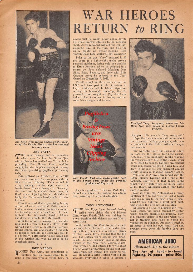 Boxing News Clipping #658 - Art Tatta, Joey Varoff, Tony Antognoli, Julio Cesar Jiminez, Jack Allen, Bartolo Merlino
