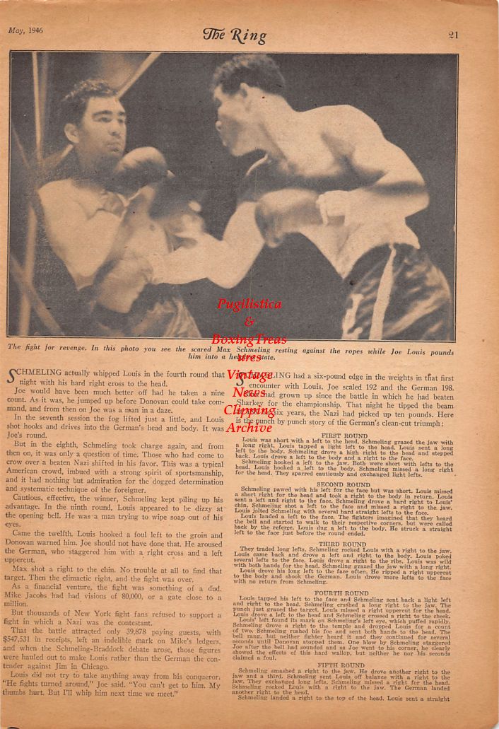Boxing News Clipping #663 - Joe Louis vs. Max Schmeling II