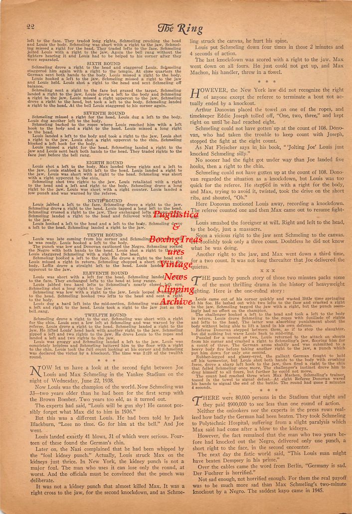 Boxing News Clipping #663 - Joe Louis vs. Max Schmeling II