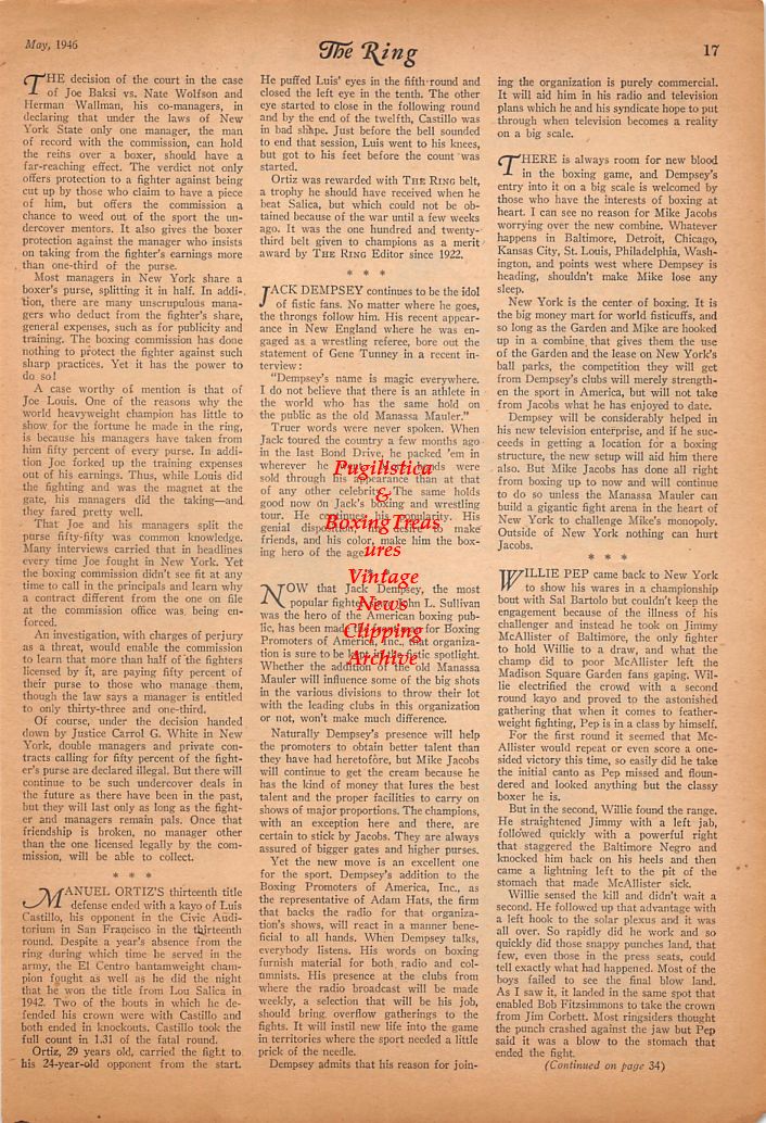 Boxing News Clipping #665 - "The Senator's Downfall" Roscoe Conkling vs. Jem Mace