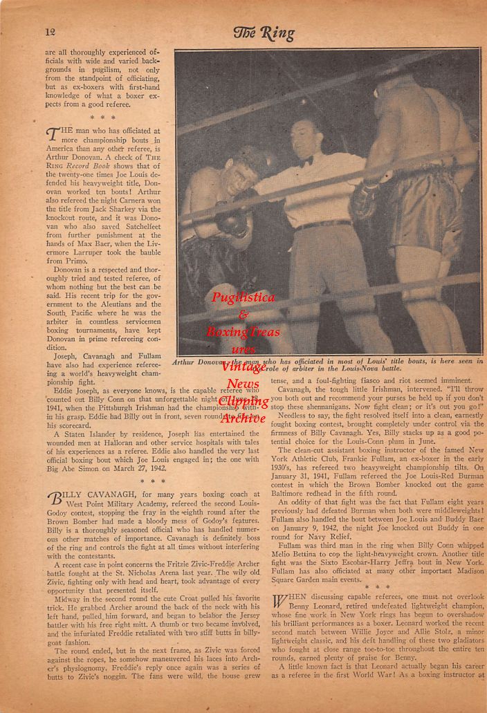 Boxing News Clipping #666 - "New York Referees" Eddie Joseph, Ruby Goldstein, Arthur Donovan