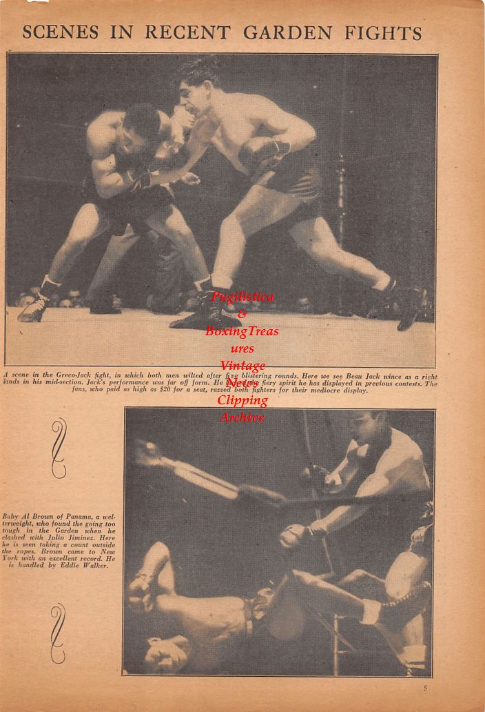 Boxing News Clipping #670 - Beau Jack vs. Johnny Greco