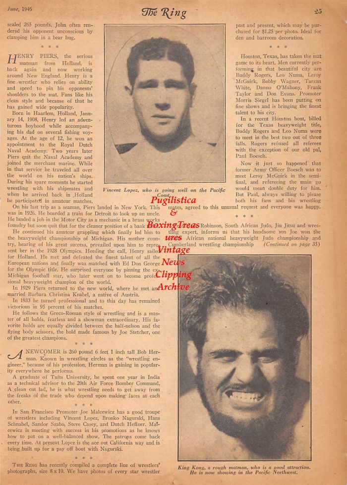 Boxing News Clipping #674 - Barbados Joe Walcott, Young Griffo, Vincent Lopez, King Kong