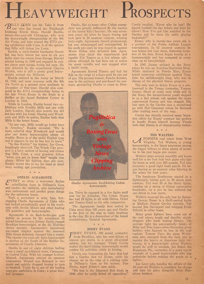 Boxing News Clipping #678 - Billy Conn, Omelio Agramonte