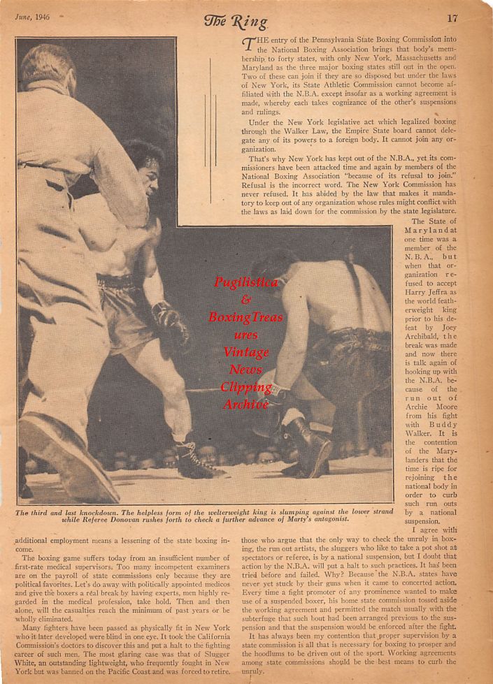 Boxing News Clipping #680 - Rocky Graziano vs. Marty Servo